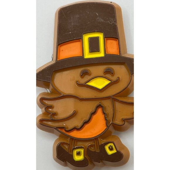 Little Bird Pilgrim Refrigerator Magnet Vintage Hallmark Thanksgiving Brown - Picture 6 of 6